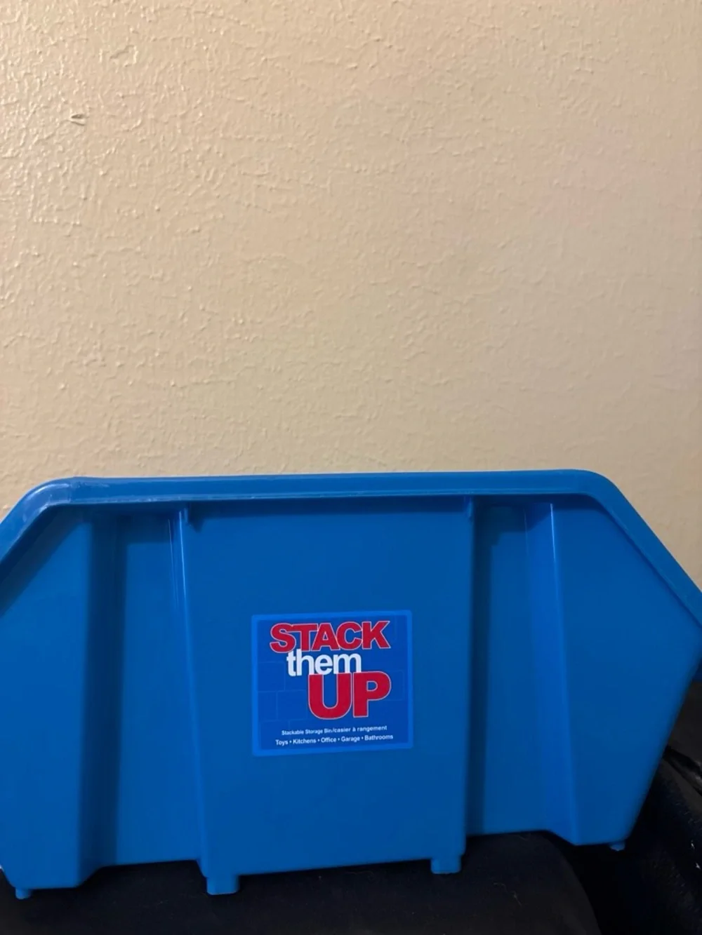 Blue Plastic Storage Bin - Home Organization